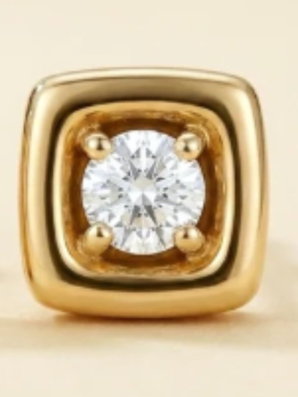 14k Yellow Gold Square Top Diamond Earrings